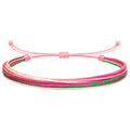 Pulsera Surfista de Hilo Encerado - Rosa, Rojo Y Verde