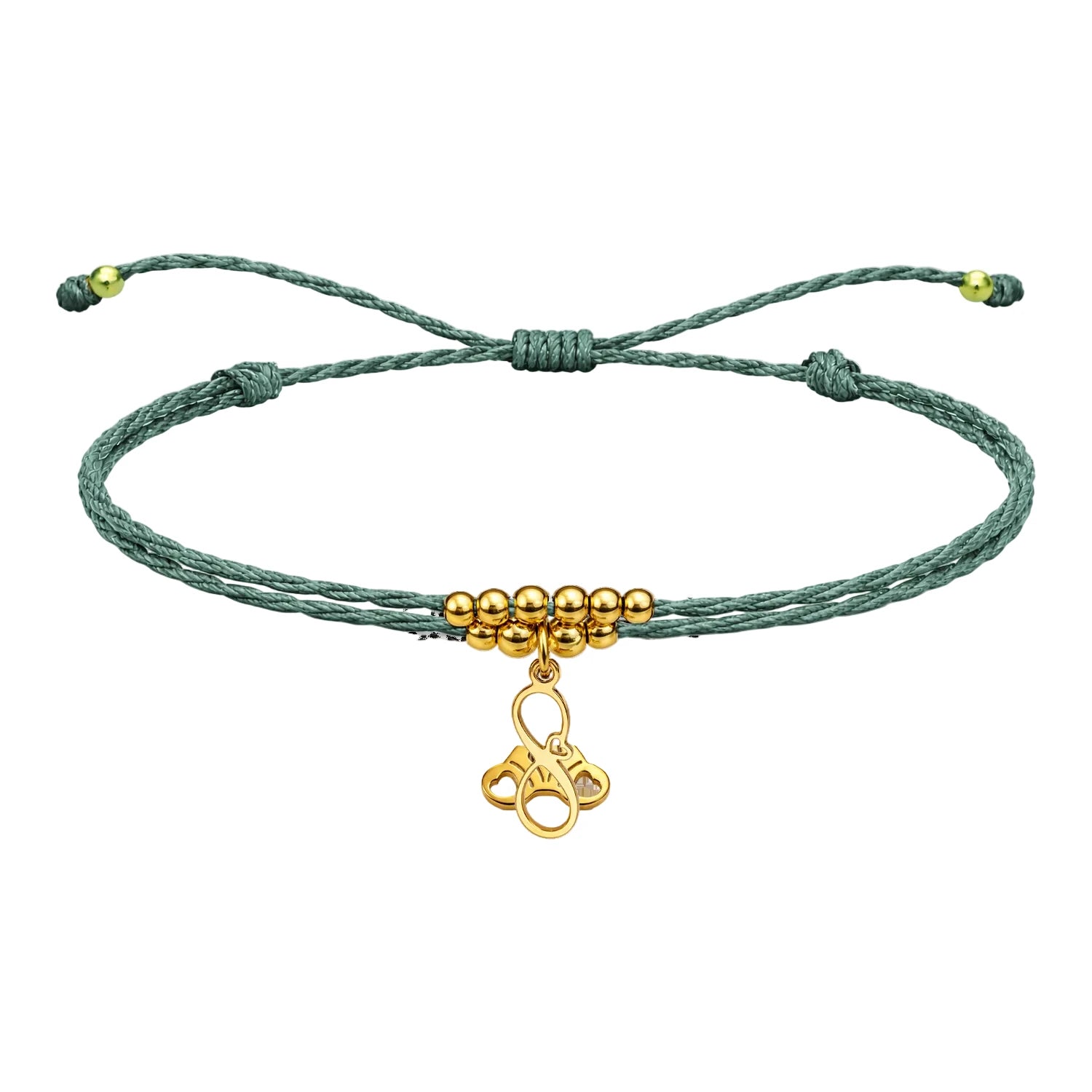 Pulsera Hilo Encerado Infinito Acero Dorado