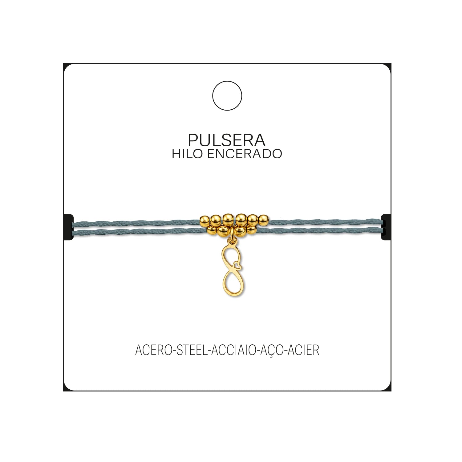 Pulsera Hilo Encerado Infinito Acero Dorado detalle