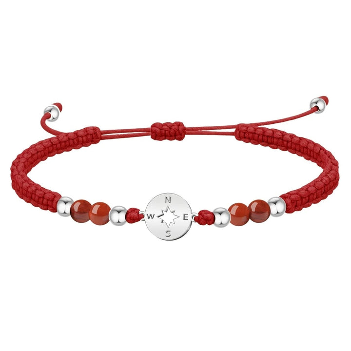 Pulsera Hilo Encerado Rojo con Colgante con Brújula