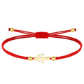 Pulsera Hilo Rojo Cruz de Caravaca en Acero Dorado