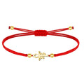 Pulsera de Hilo Rojo con Cruz Egipcia Ankh Y Ojo de Horus en Acero Dorado