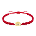 Pulsera del Hilo Rojo del Destino con Ojo Turco Redondo en Acero Dorado