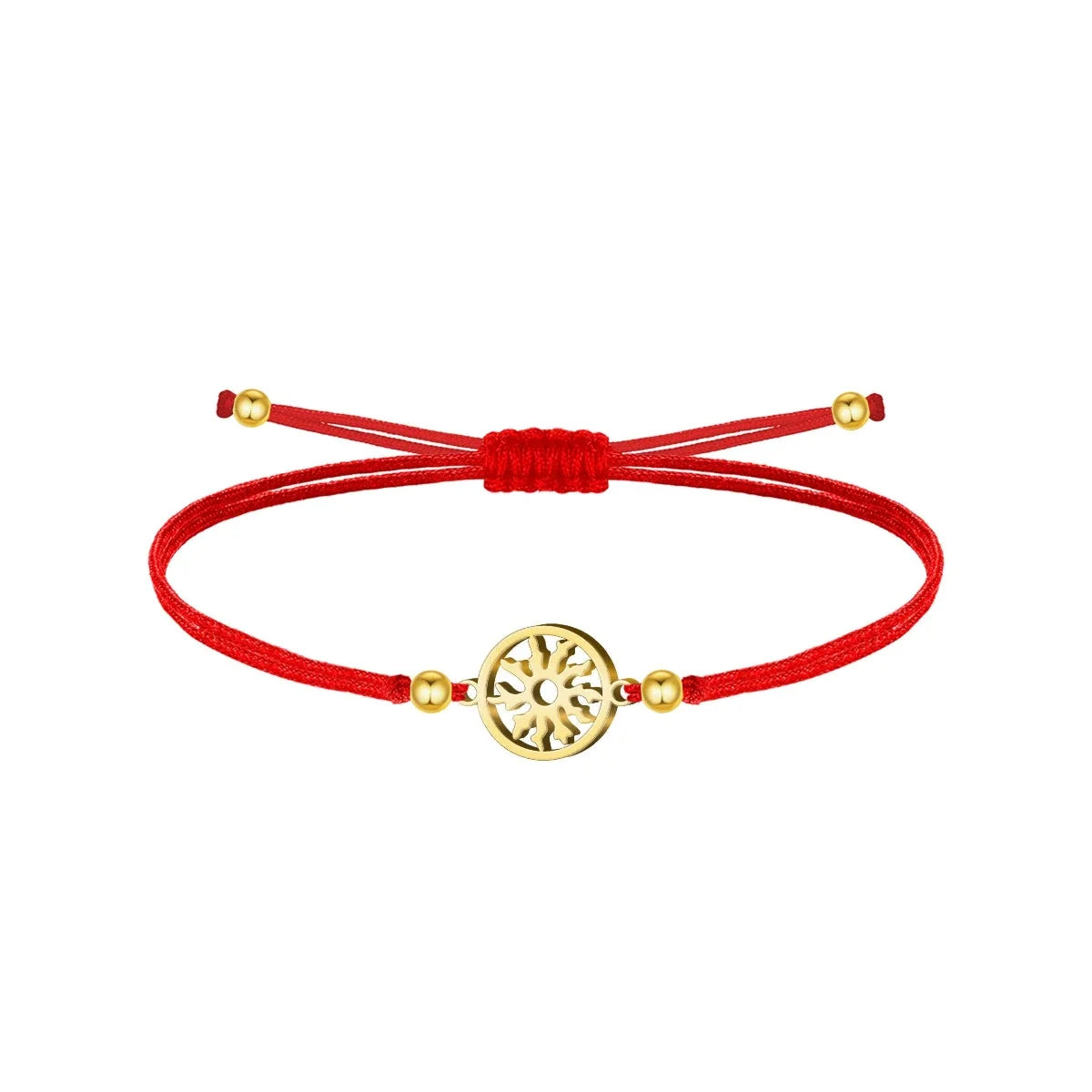 Pulsera Eguzkilore con Hilo y Acero - Color Rojo - SKU 17277