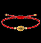 Pulsera Medalla de Virgen de la Milagrosa con Hilo Rojo en Acero Dorado