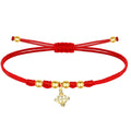 Pulsera Nudo de Bruja hilo rojo acero dorado