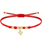 Pulsera Nudo de Bruja hilo rojo acero dorado