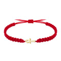 Pulsera Hilo Destino con Cruz Egipcia Ankh en Acero Dorado