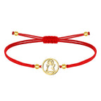 Pulsera Virgen de Candelaria de Hilo Rojo con Silueta en Acero