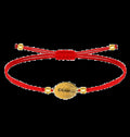 Pulsera Medalla de Virgen de Fátima Hilo Rojo en Acero Dorado