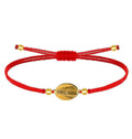 Pulsera Medalla de Virgen del Rocío con Hilo Rojo en Acero Dorado - Dorado