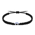 Pulsera de Hilo Trenzado Negro con Ojo Turco y Acero Inoxidable