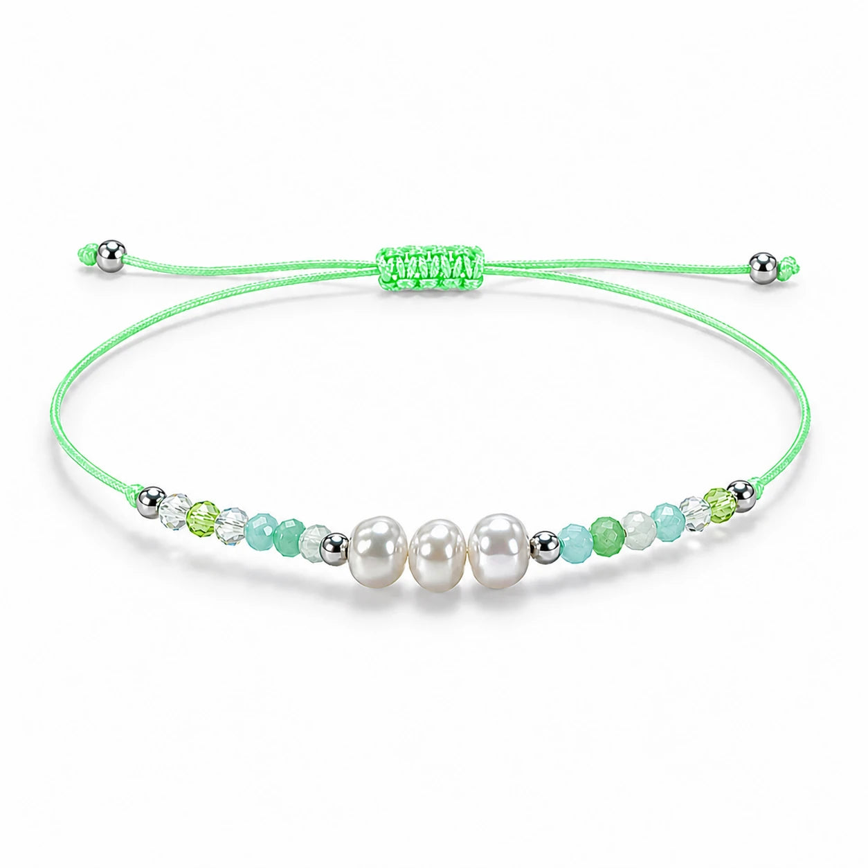 Pulsera Hilo Verde con Perlas