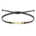 Pulsera Infinito Hilo Negro Acero Dorado