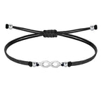 Pulsera Infinito Hilo Negro Acero Plateado