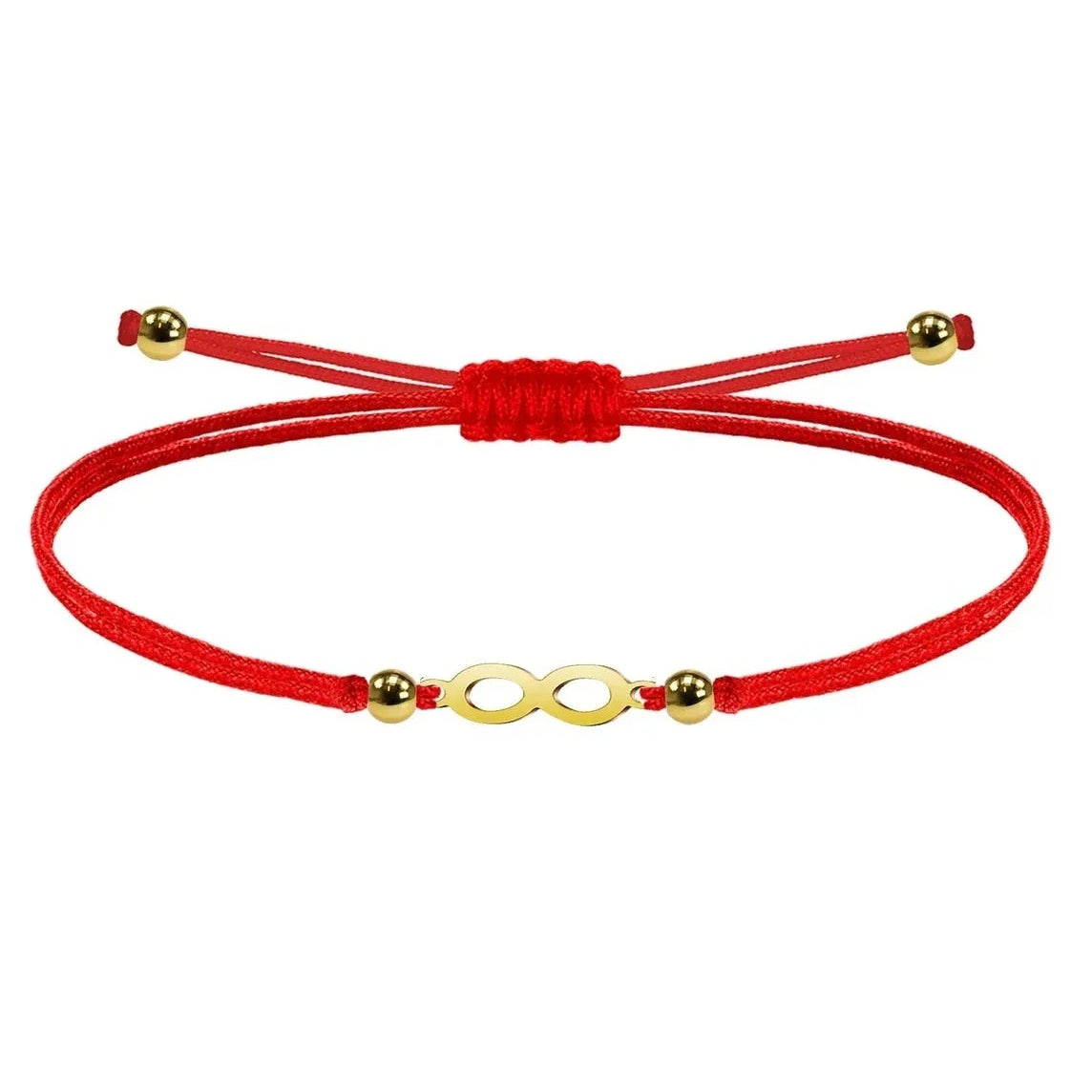 Pulsera Infinito Hilo Rojo Acero Dorado