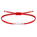 Pulsera Infinito Hilo Rojo Acero Plateado
