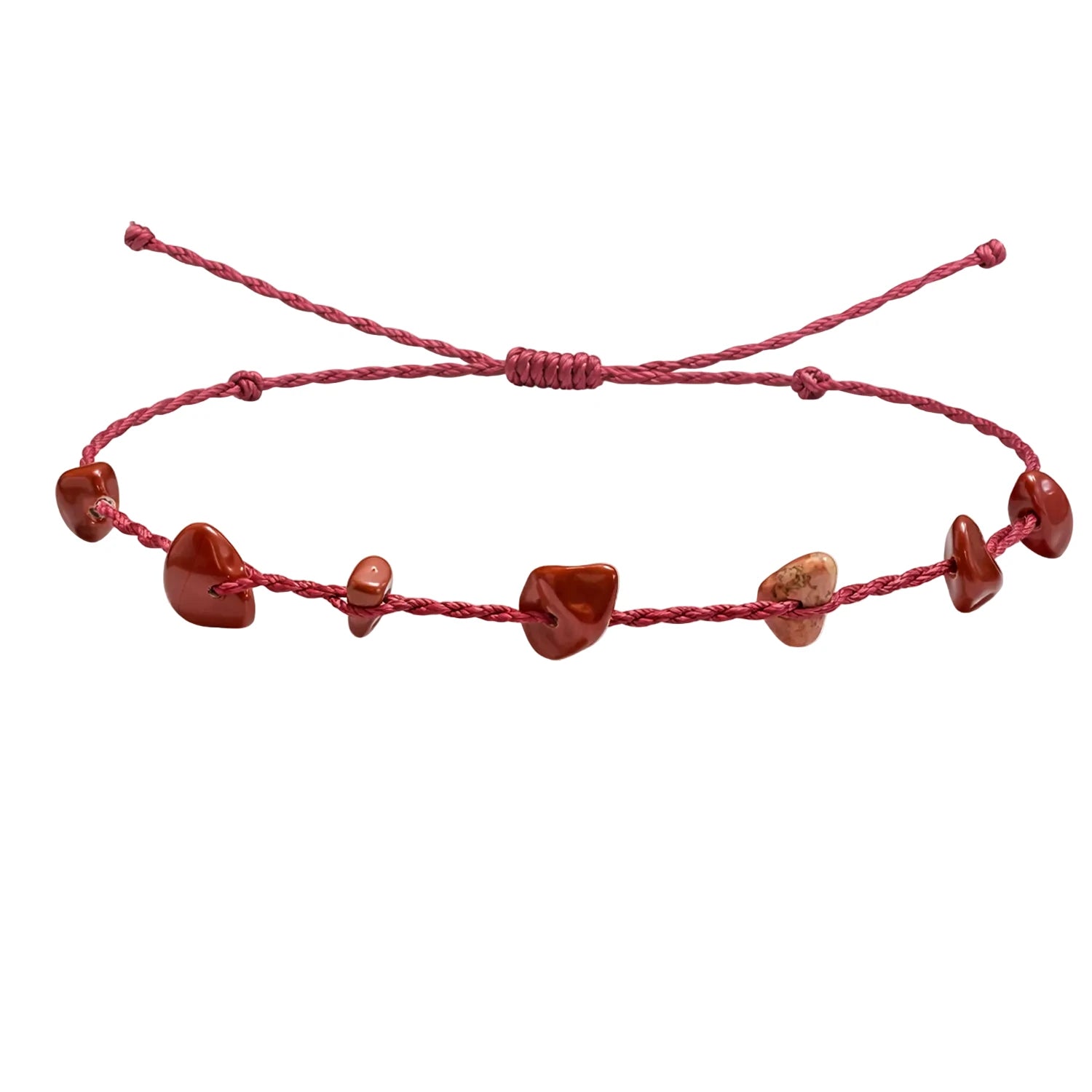 Pulsera de Jaspe Rojo con Chips de Piedra