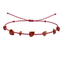 Pulsera de Chips de Piedra Natural con Hilo Encerado - Piedra Natural Jaspe Rojo - SKU 21355