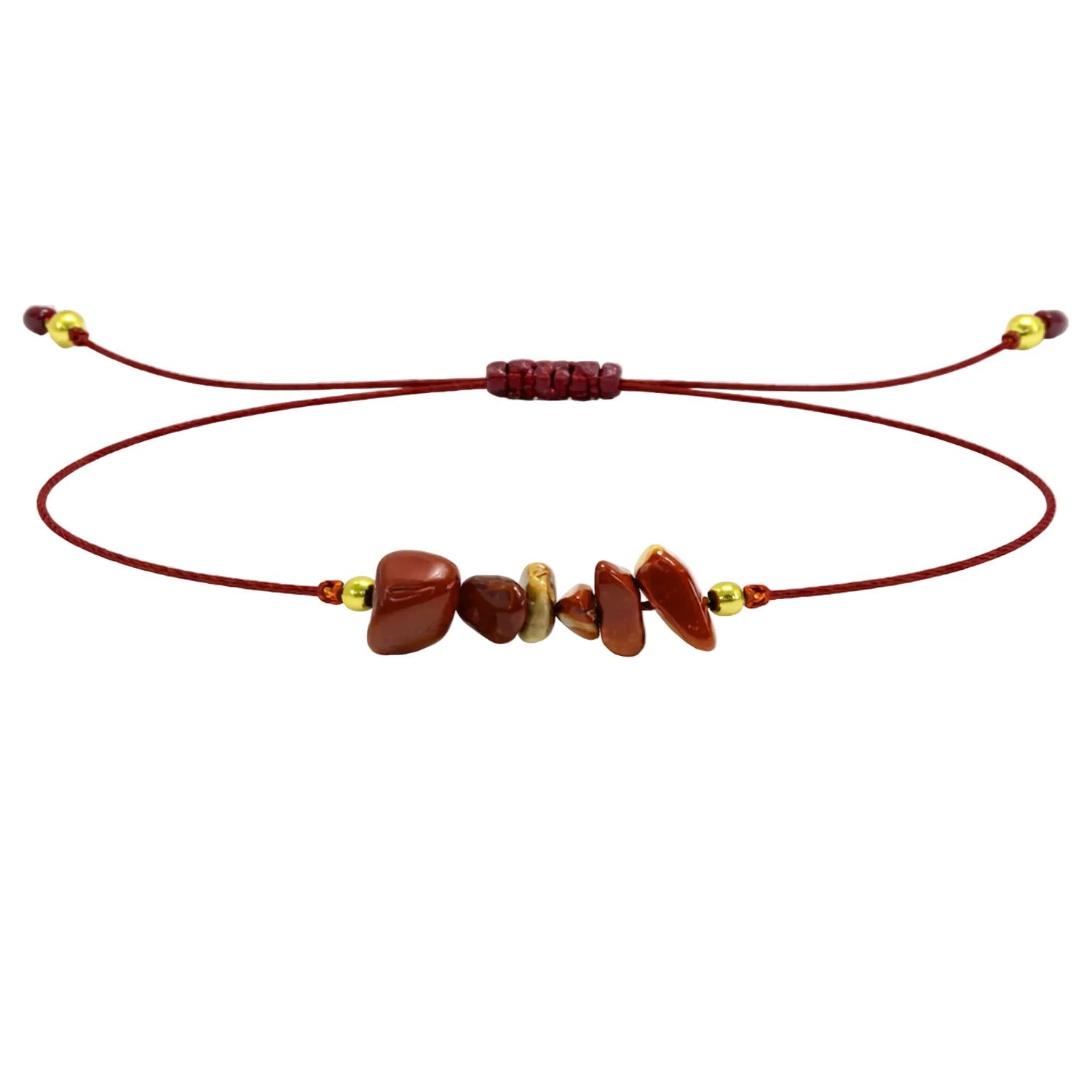 Pulsera de Jaspe Rojo en Bruto con Hilo Encerado