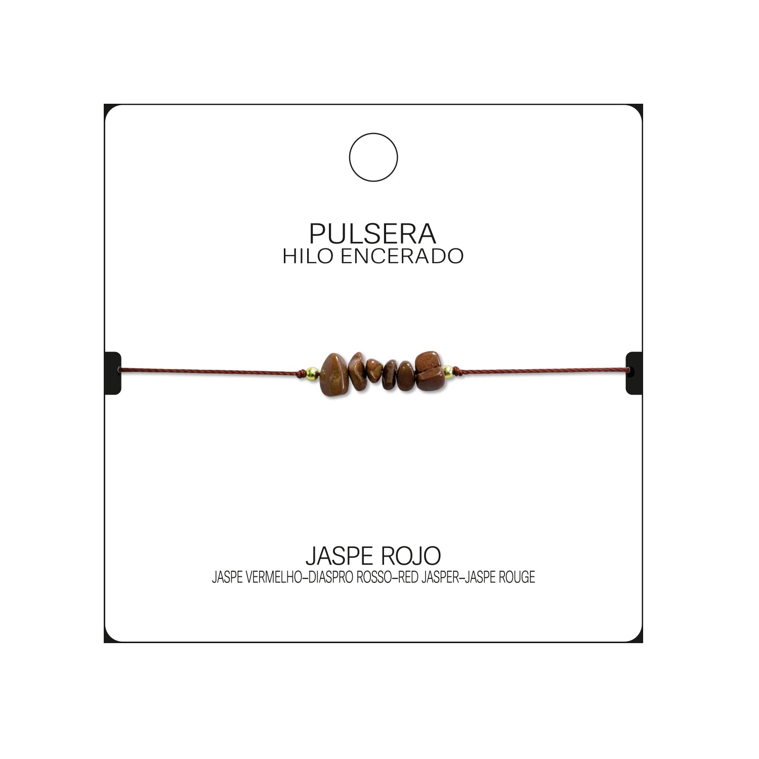Pulsera de Jaspe Rojo en Bruto con Hilo Encerado detalle