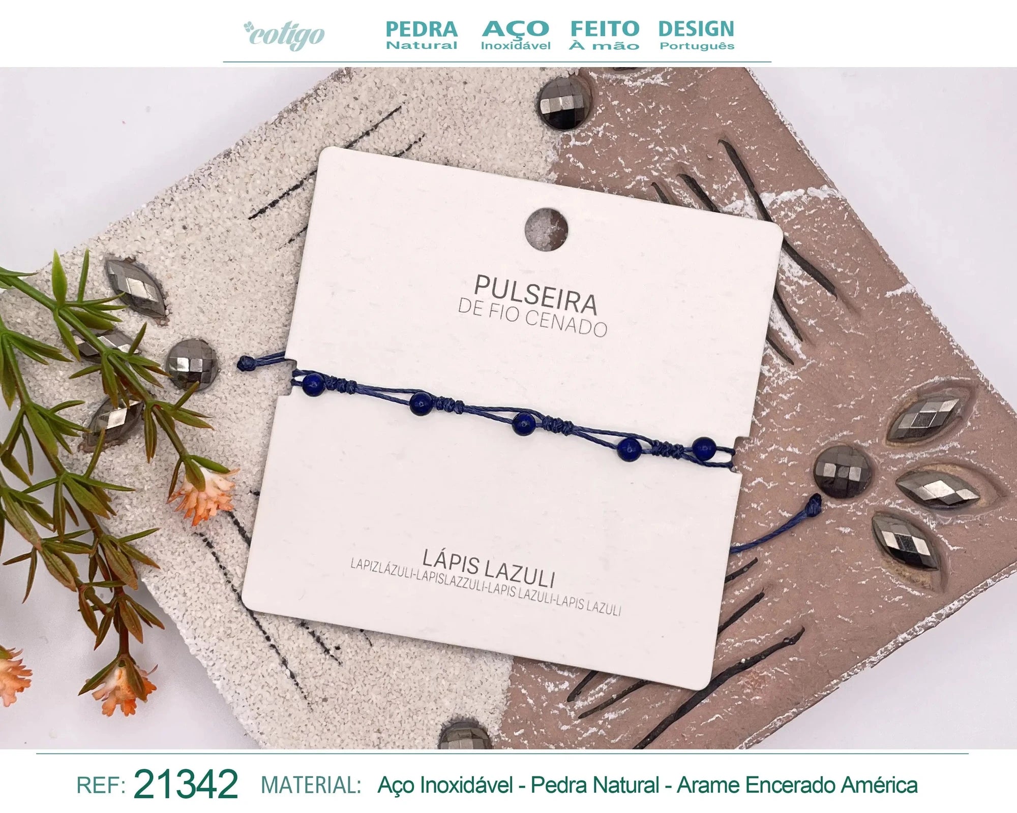 Pulsera de Lapislázuli con Bolitas Minerales acabado