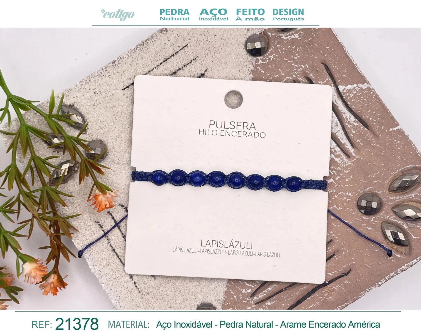Pulsera de Lapislázuli con Cuentas Naturales acabado