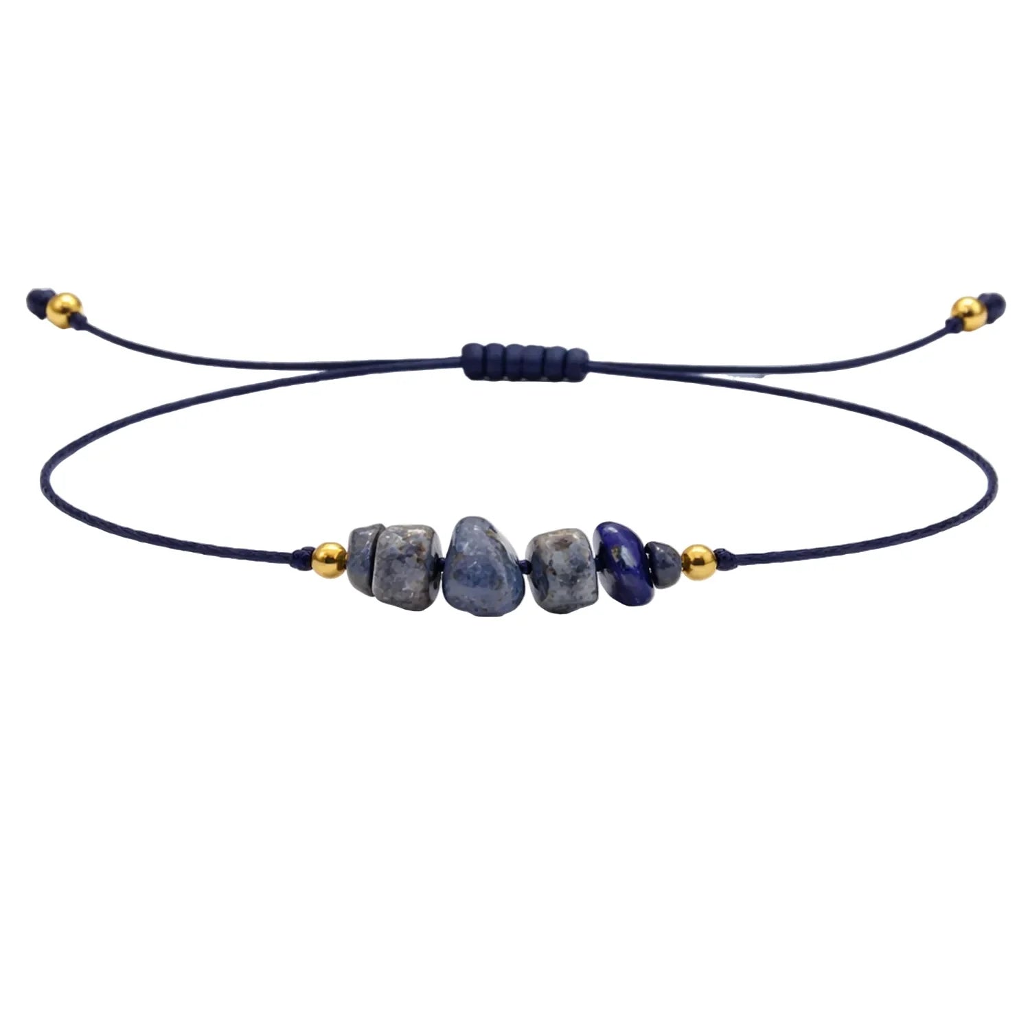 Pulsera de Piedra Natural en Bruto con Hilo Encerado - Piedra Natural Lapislázuli - SKU 21366