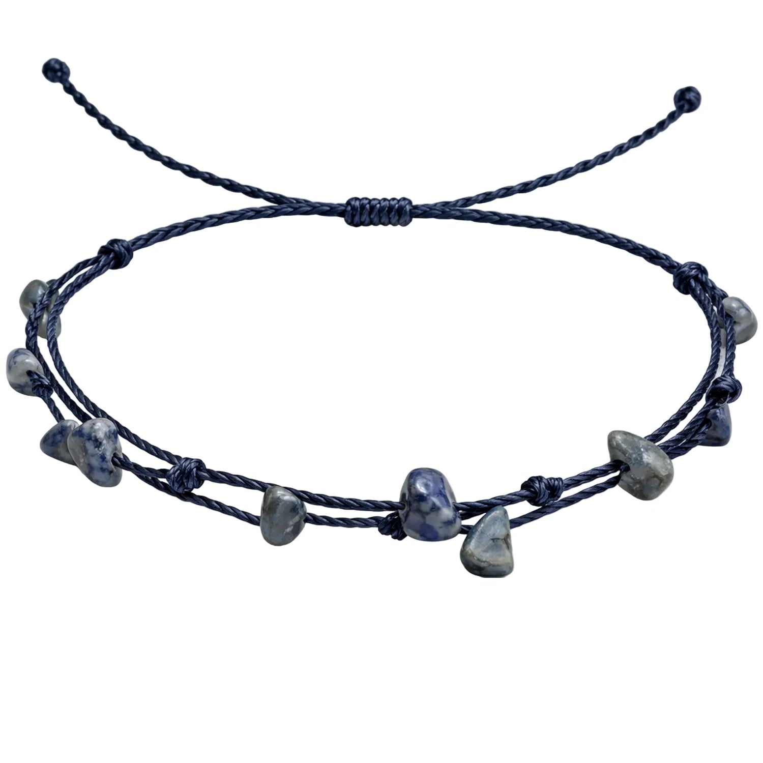 Pulsera de Lapislázuli con Hilo Encerado Irregular