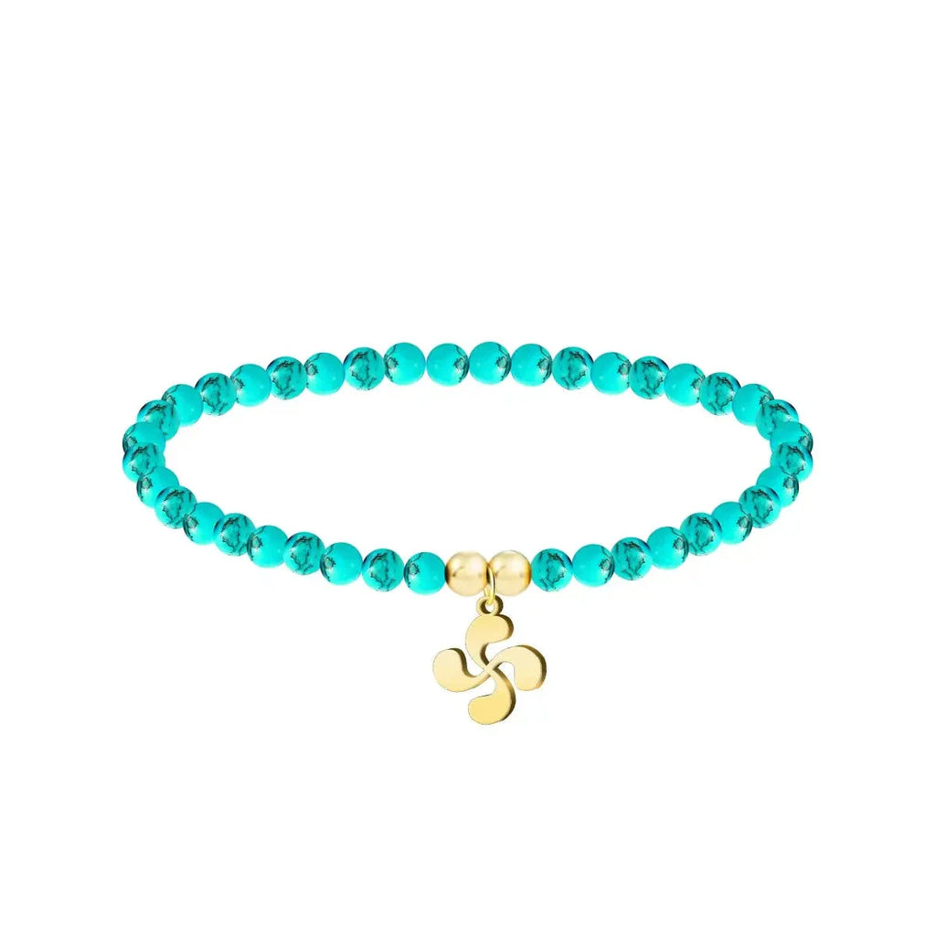Pulsera Lauburu Turquesa Dorado - Dorado