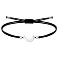 Pulsera Luna Hilo Negro Acero Plateado