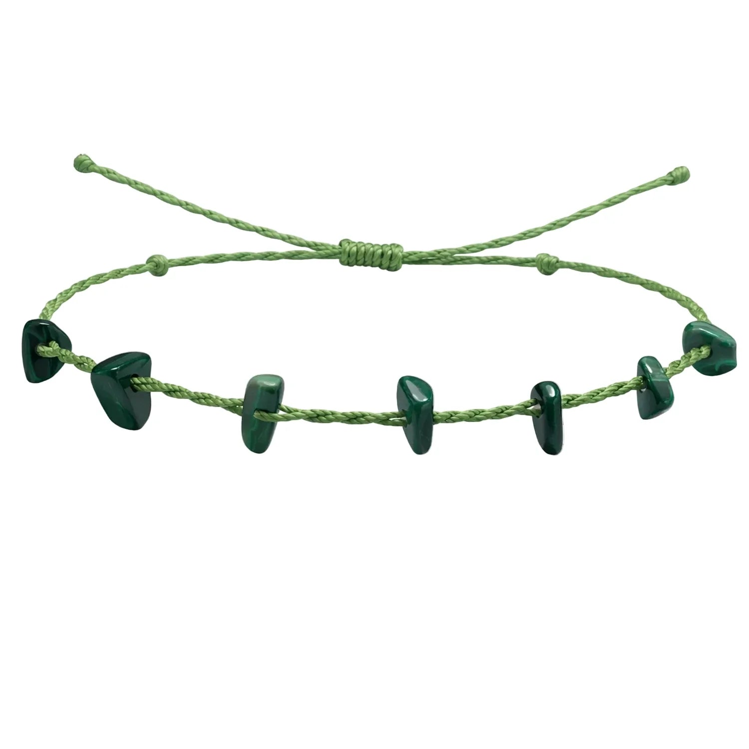 Pulsera de Chips de Piedra Natural con Hilo Encerado - Piedra Natural Malaquita - SKU 21353