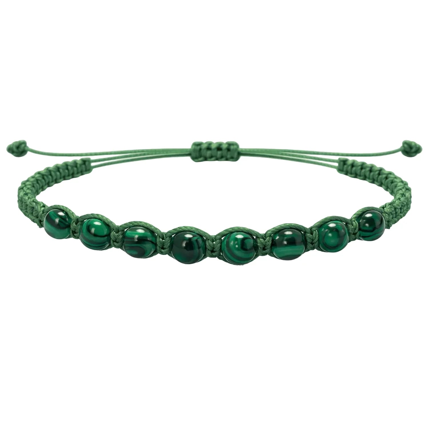 Pulsera de Cuentas de Piedra Natural con Hilo Encerado - Piedra Natural Malaquita - SKU 21377