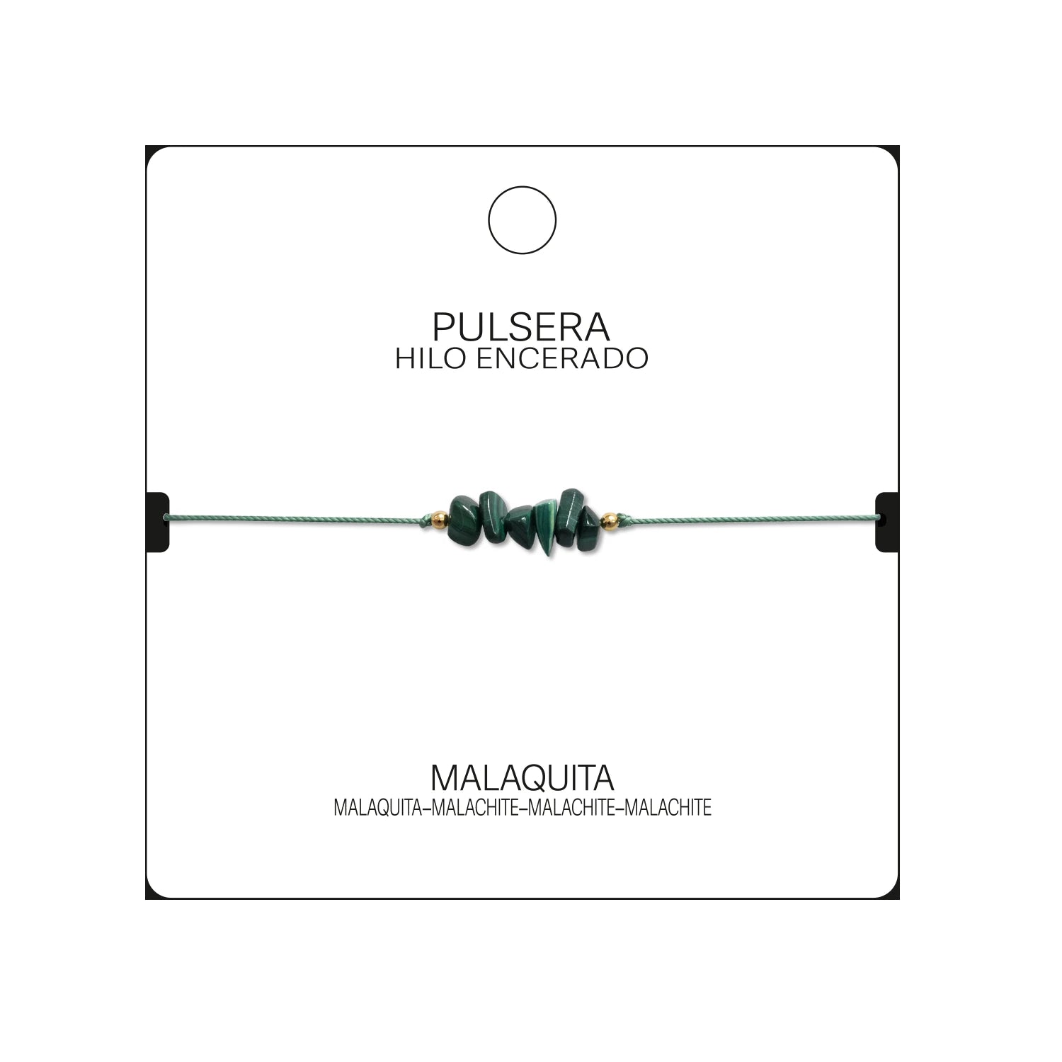 Pulsera de Malaquita en Bruto con Hilo Encerado detalle