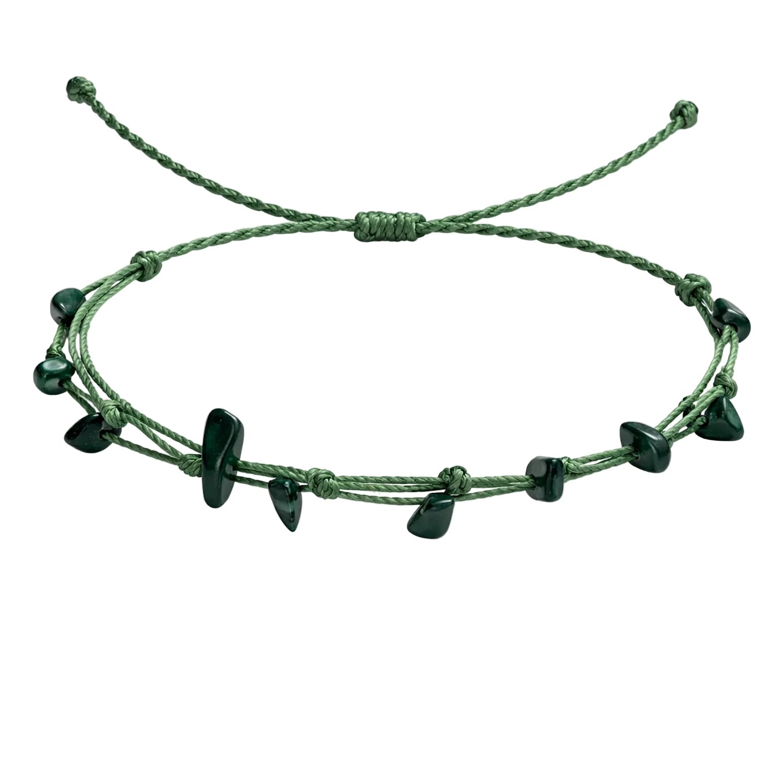 Pulsera de Malaquita con Hilo Encerado Irregular