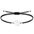 Pulsera Medalla Cruz de Caravaca hilo negro y Acero Plateado