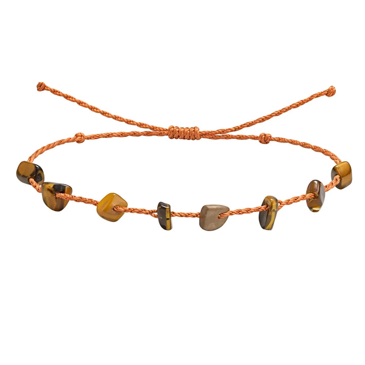 Pulsera de Chips de Piedra Natural con Hilo Encerado