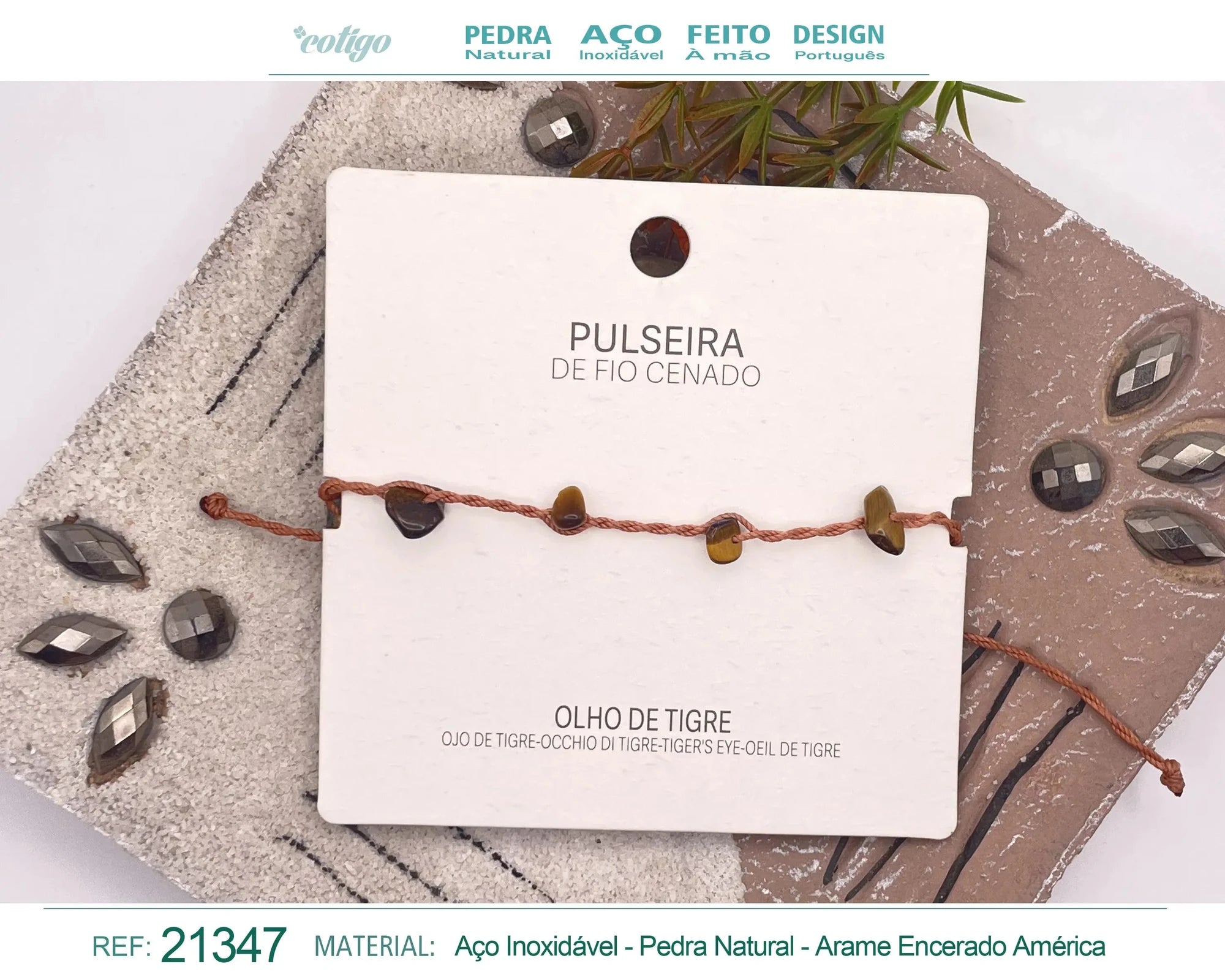 Pulsera de Ojo de Tigre con Chips de Piedra acabado
