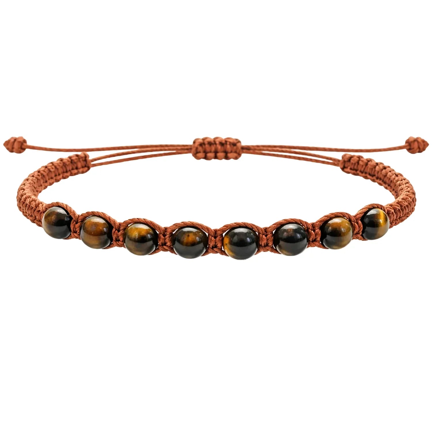 Pulsera de Cuentas de Piedra Natural con Hilo Encerado - Piedra Natural Ojo de Tigre - SKU 21371