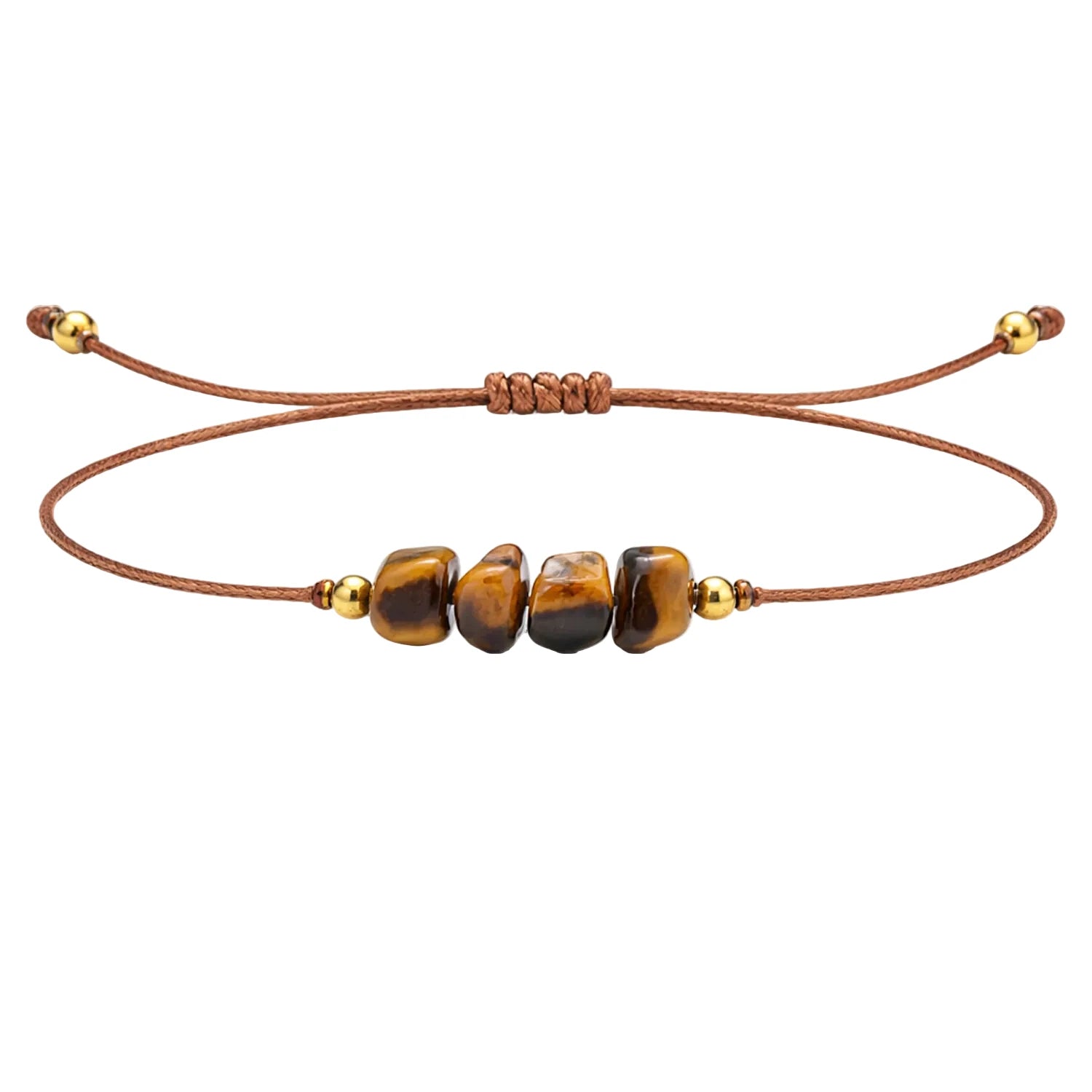 Pulsera de Ojo de Tigre en Bruto con Hilo Encerado