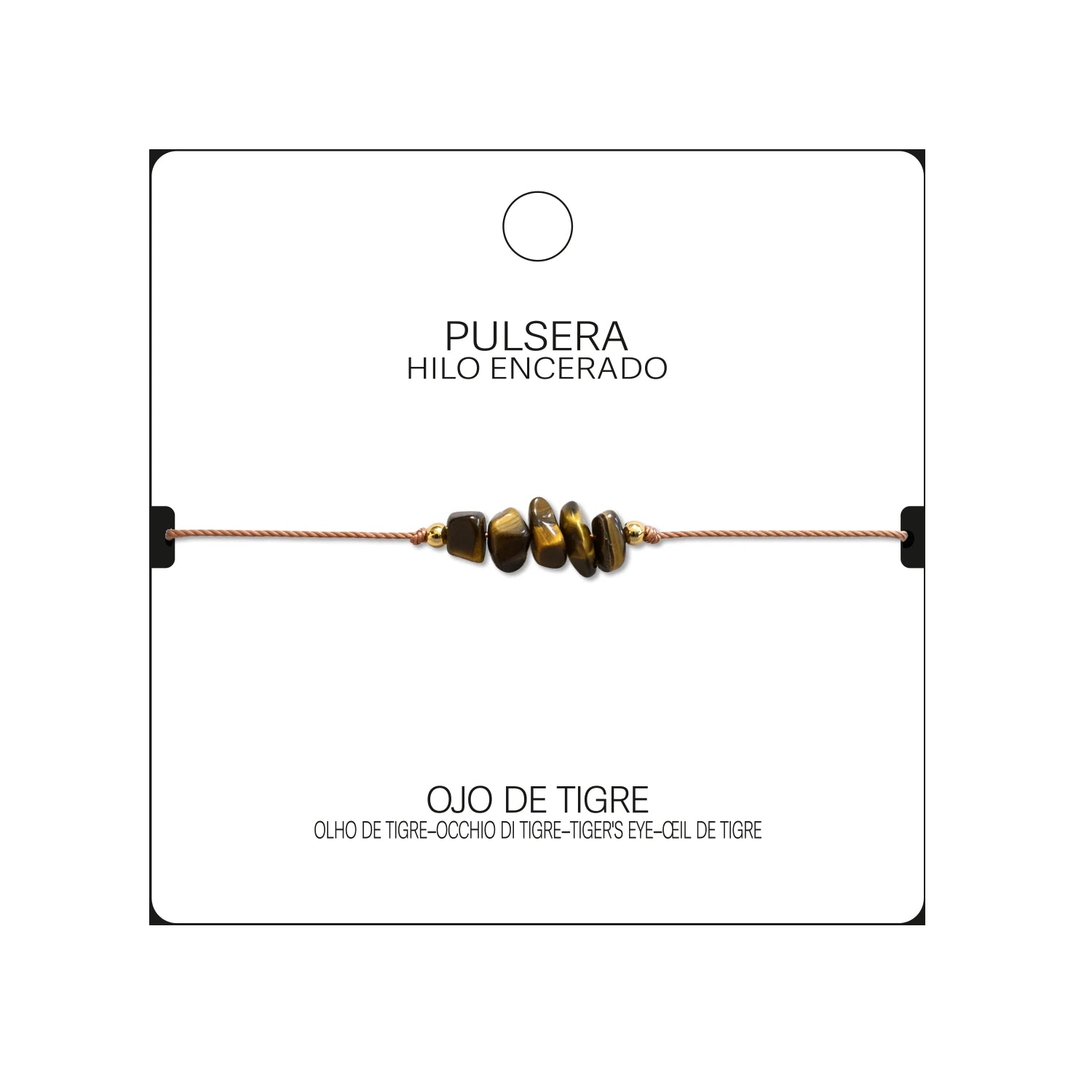 Pulsera de Ojo de Tigre en Bruto con Hilo Encerado detalle