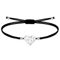 Pulsera Ojo Turco Corazón Hilo Negro Acero Plateado