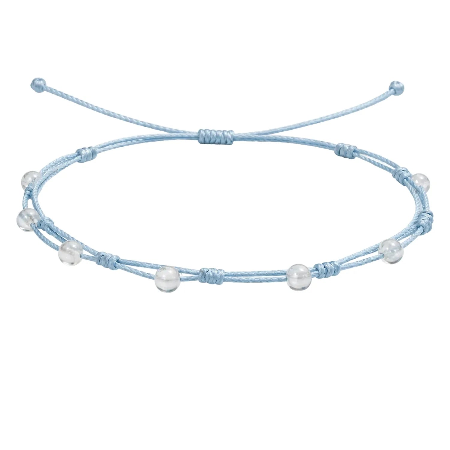 Pulsera de Bolitas de Piedra Natural con Hilo Encerado - Piedra Natural Opalina - SKU 21334