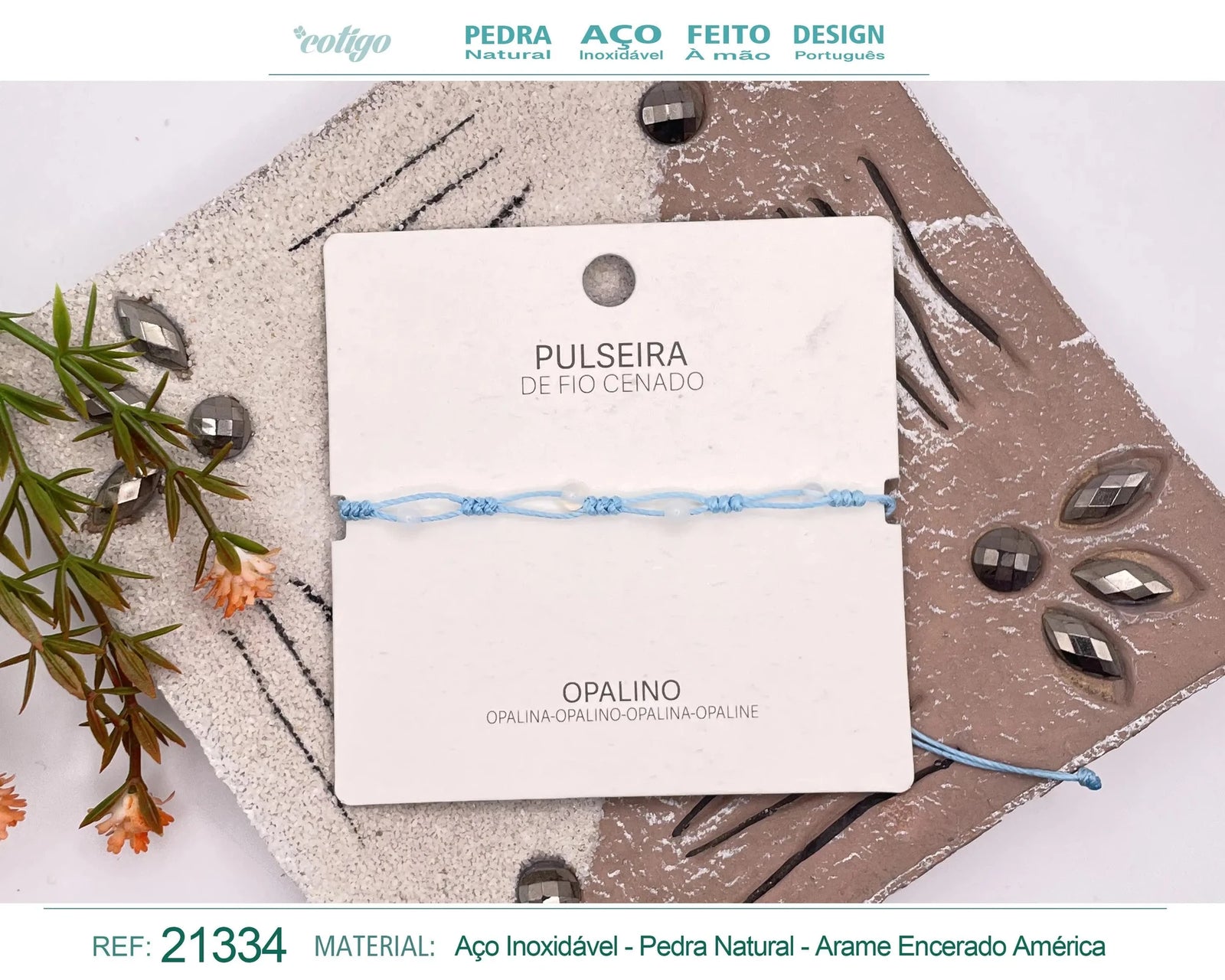 Pulsera de Opalina con Bolitas Minerales acabado