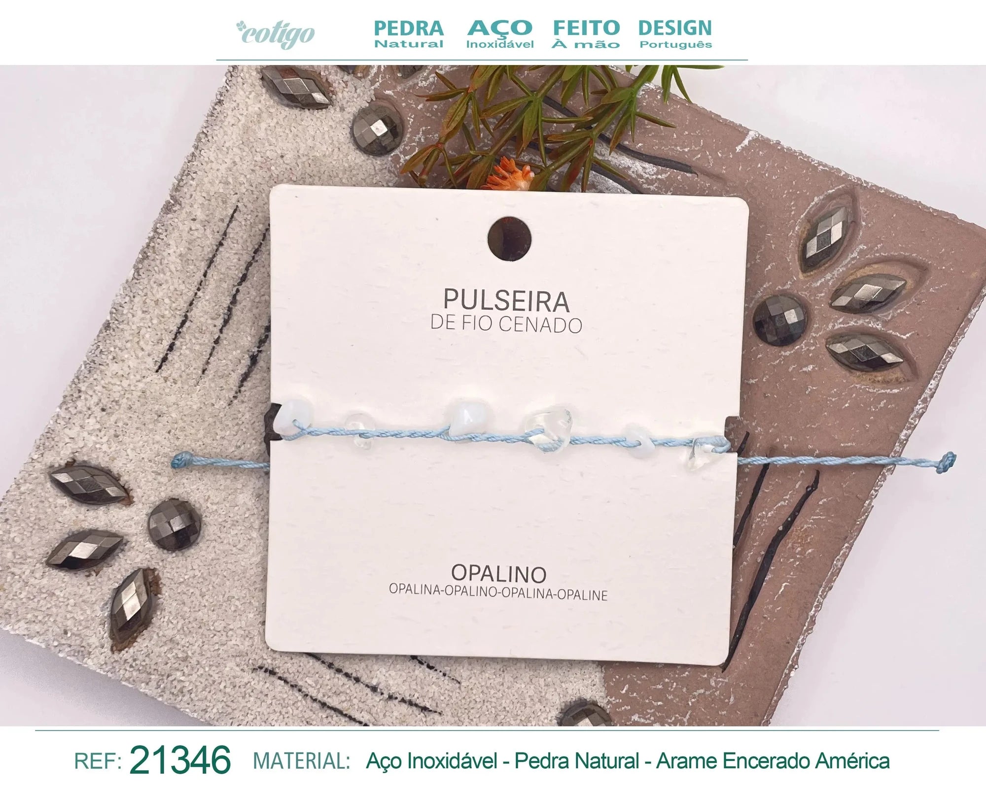 Pulsera de Opalina con Chips de Piedra acabado