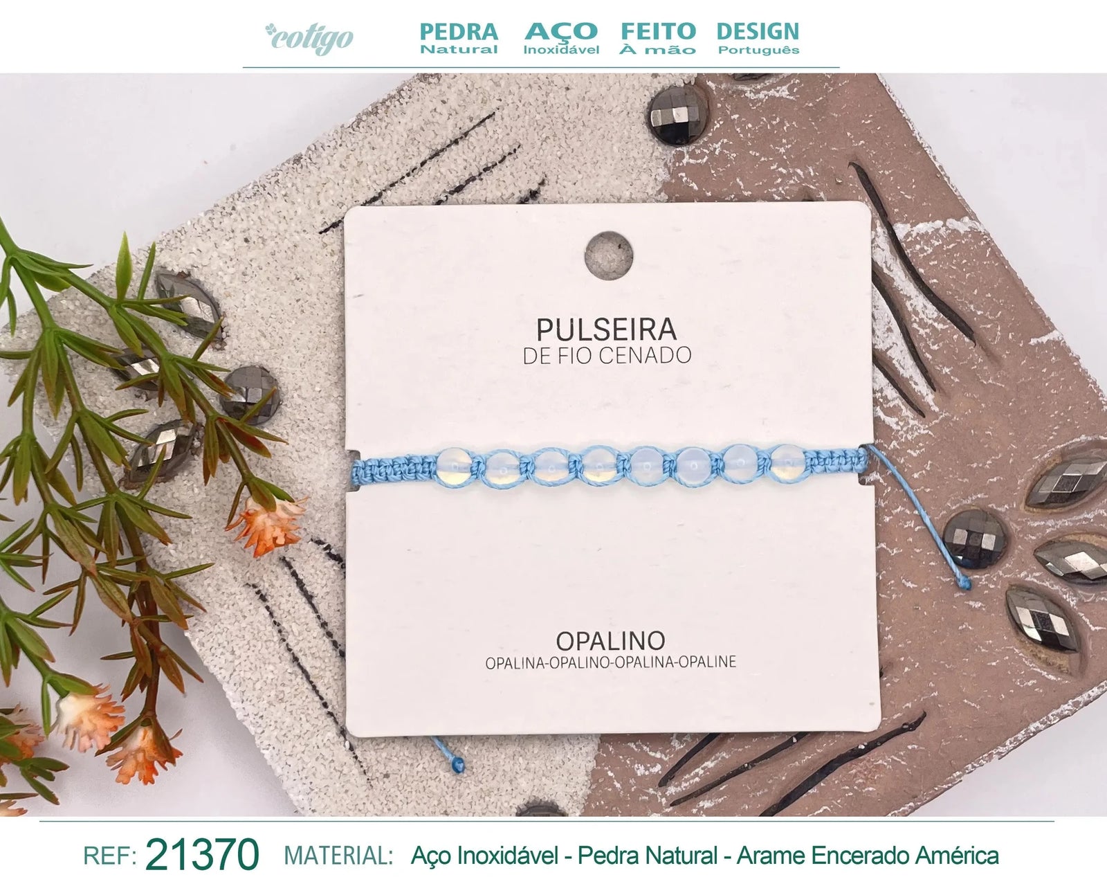 Pulsera de Opalina con Cuentas Naturales acabado