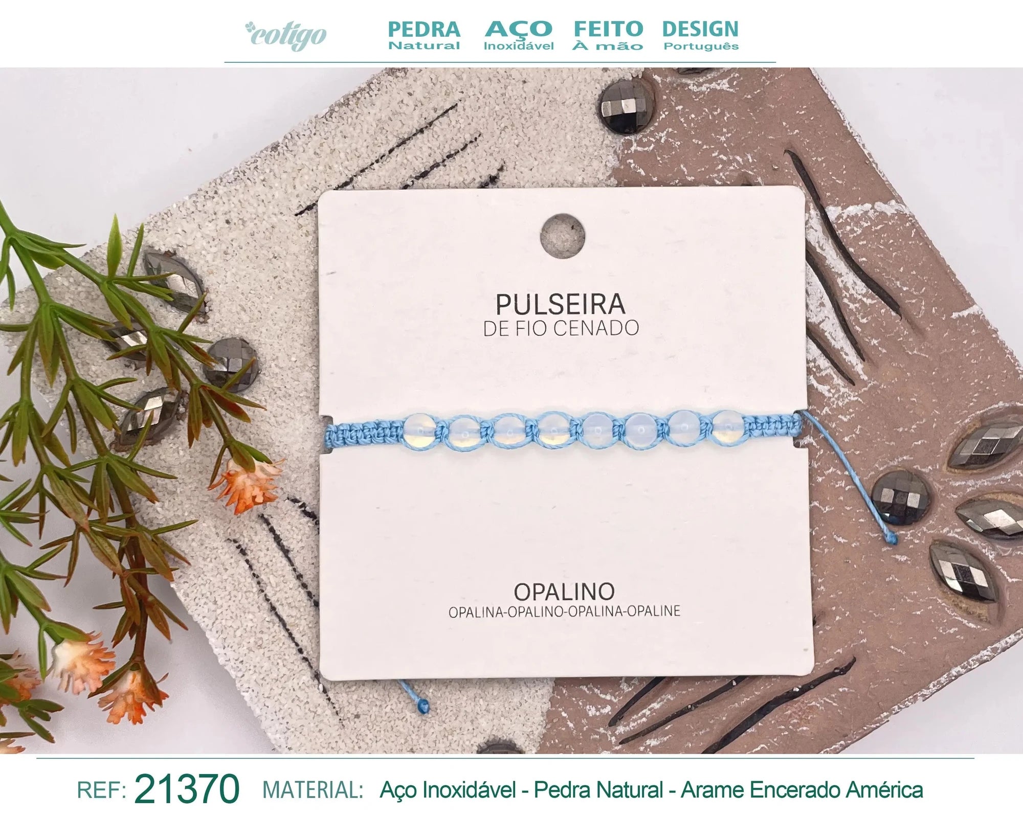 Pulsera de Opalina con Cuentas Naturales acabado