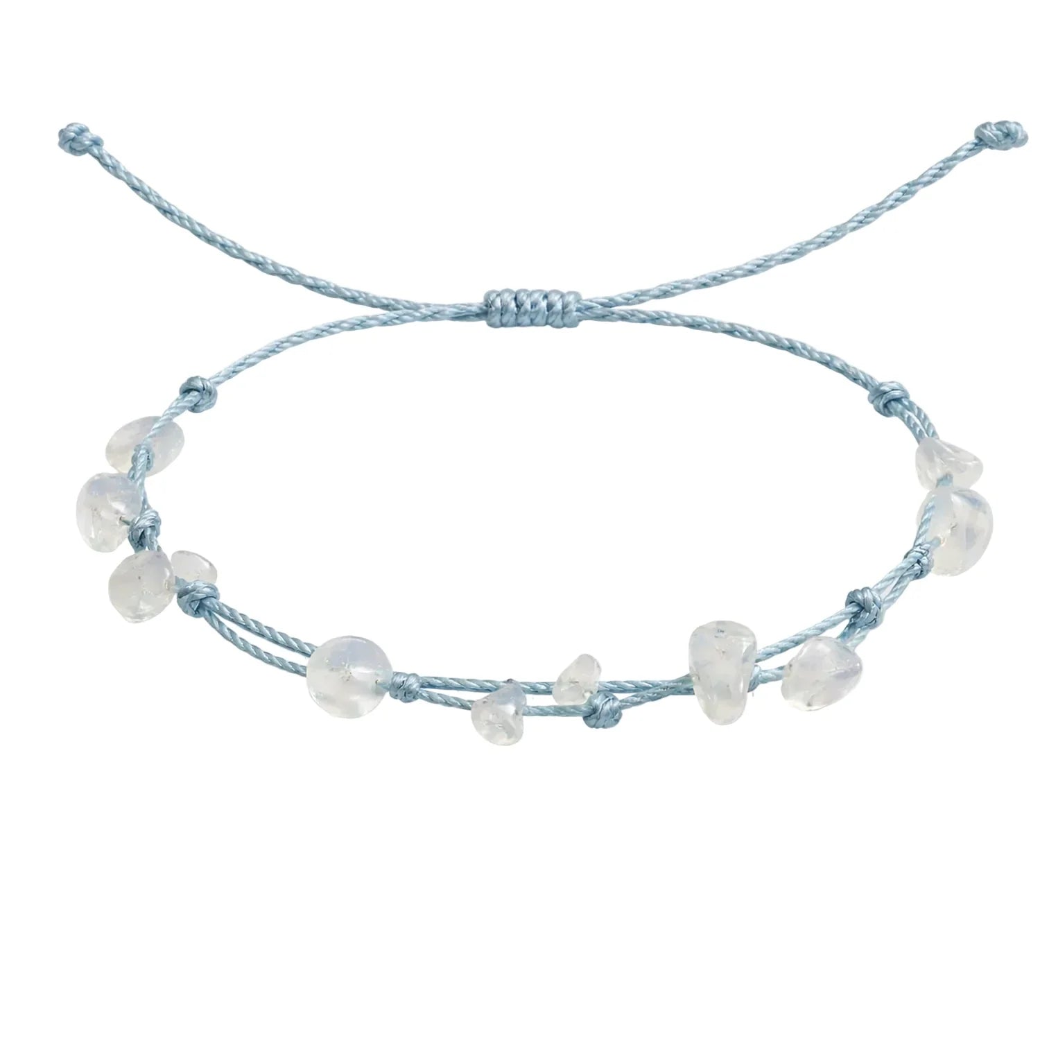 Pulsera de Piedra Natural Irregular con Hilo Encerado - Piedra Natural Opalina - SKU 21322