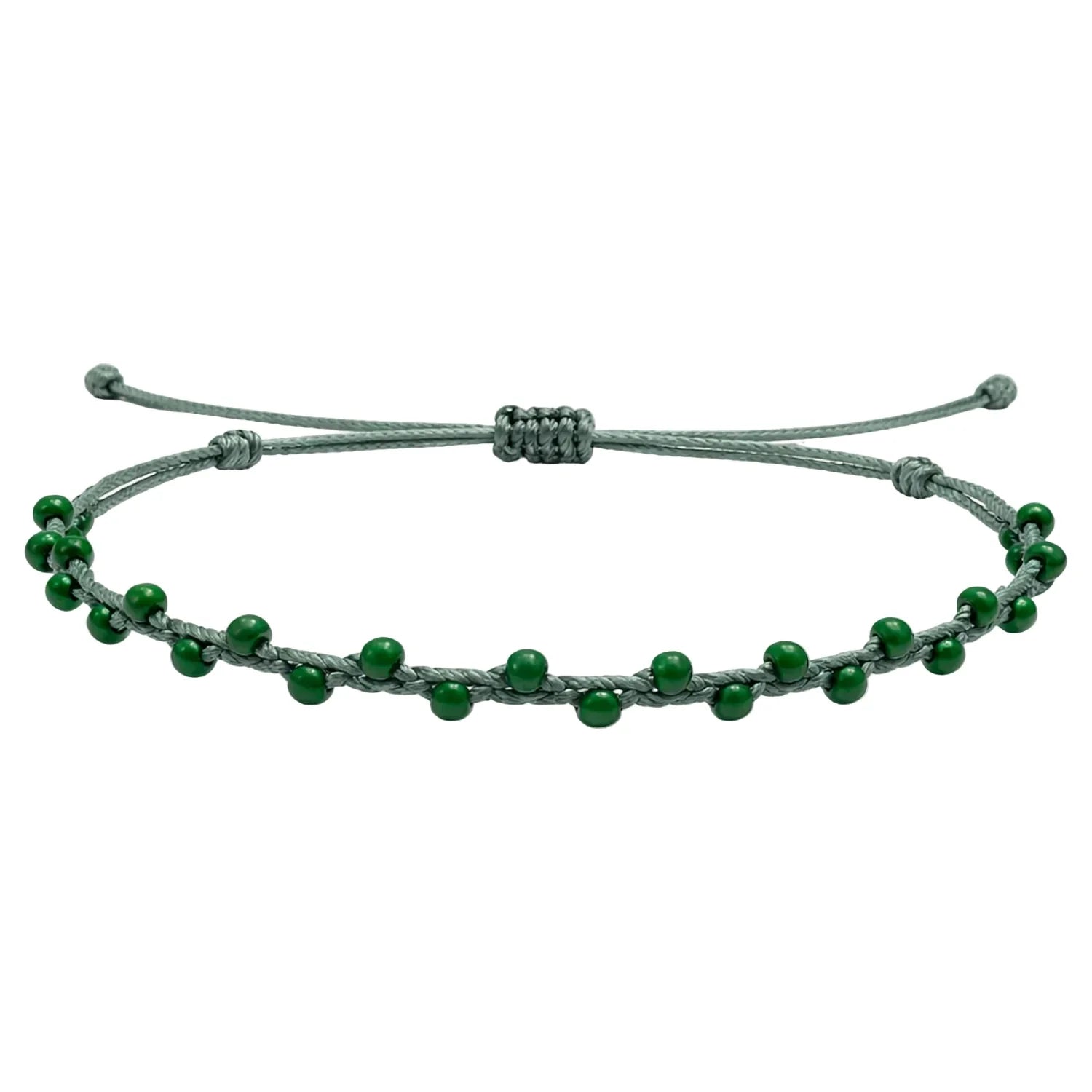 Pulsera Ajustable de Cuentas por Color - Color Verde Oscuro - SKU 23613