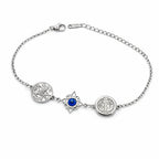 Pulsera Cuádruple Protecciones: Nudo de Bruja, San Benito, Tetragrámaton Y Ojo Turco en Acero